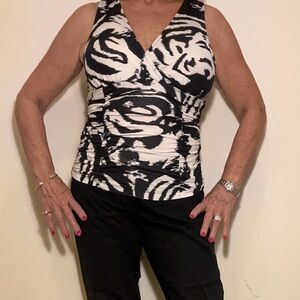 Black and White Sleeveless Top